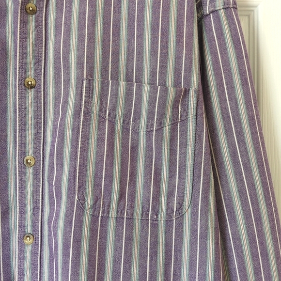L.L. Bean 90's Vintage Classic Striped Long Sleeve Button Down Shirt Purple XXL - Picture 5 of 12